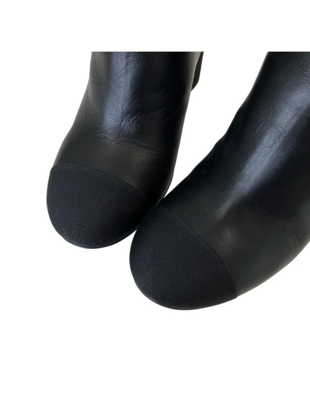 Chanel CC Logo Leather Ankle Boots 37.5 Equivalent Black